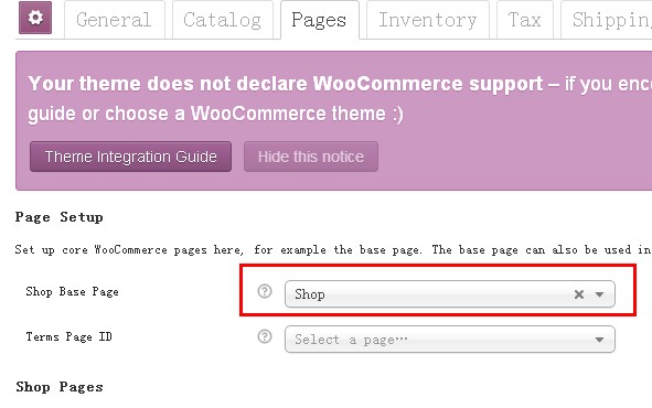 WooCommerce默认首页支持